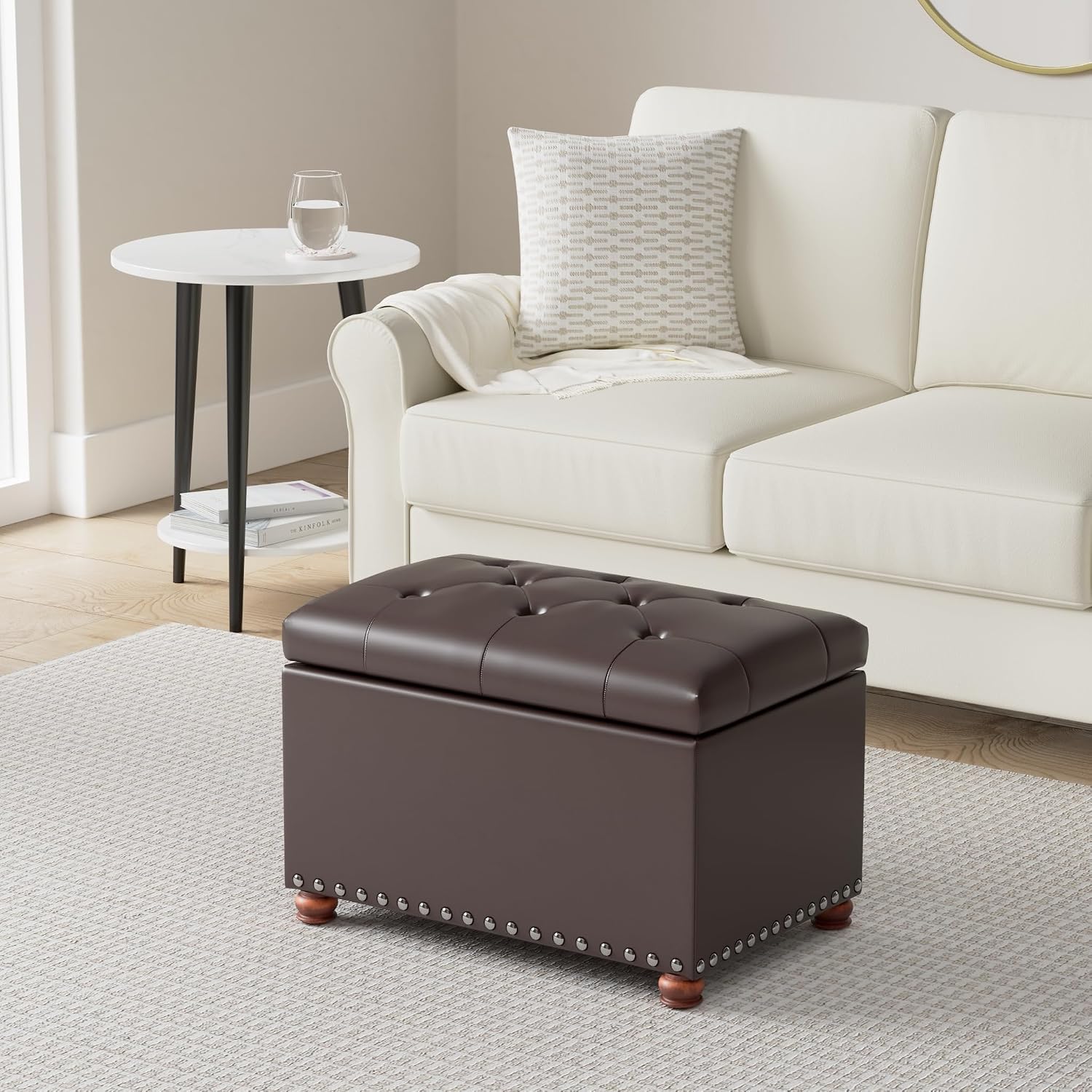 Cube Faux Leather Storage Ottoman Stool