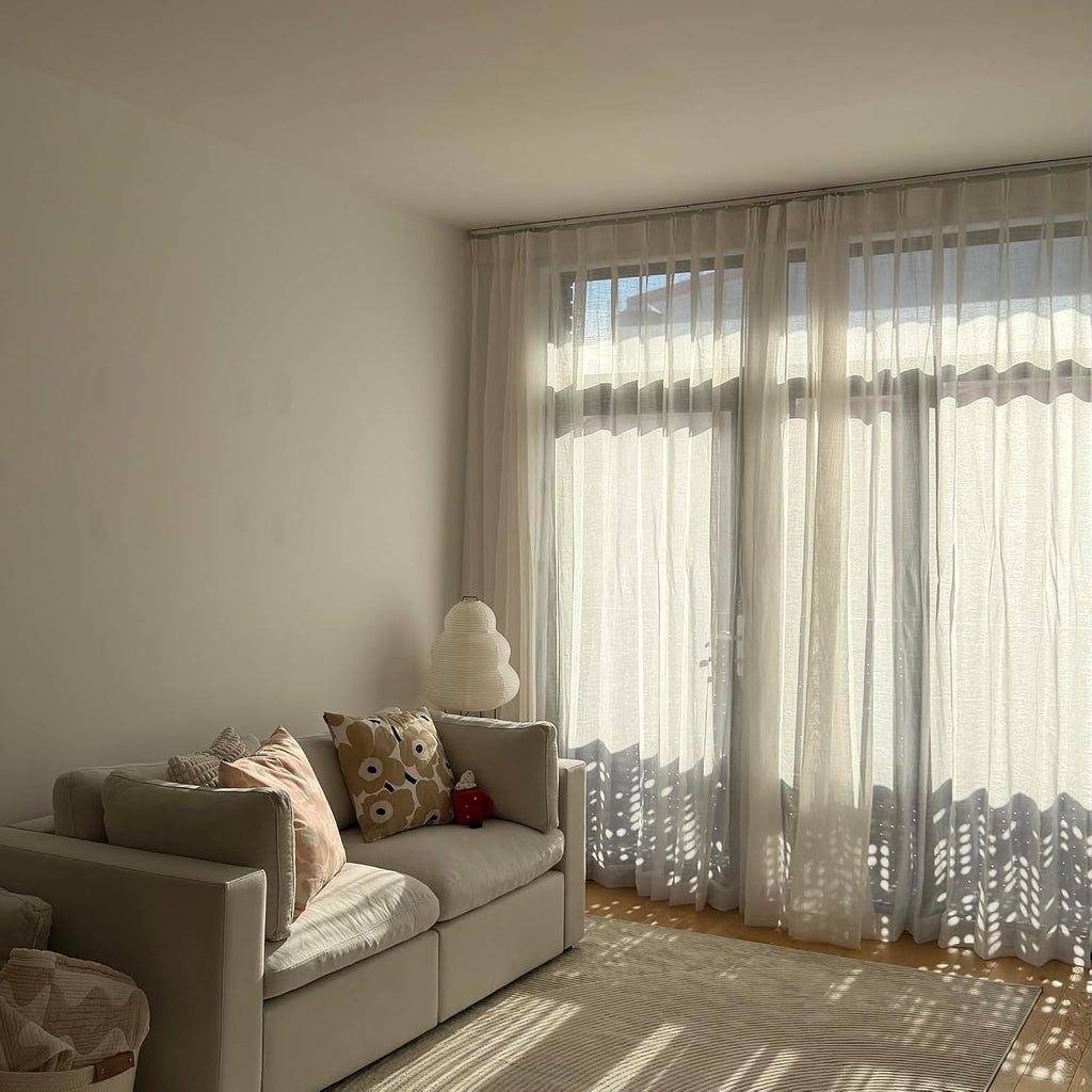 Linen Textured Pinch Pleat Sheer Curtains