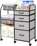 4 Tier Rolling Nursery Diaper Storage Cart