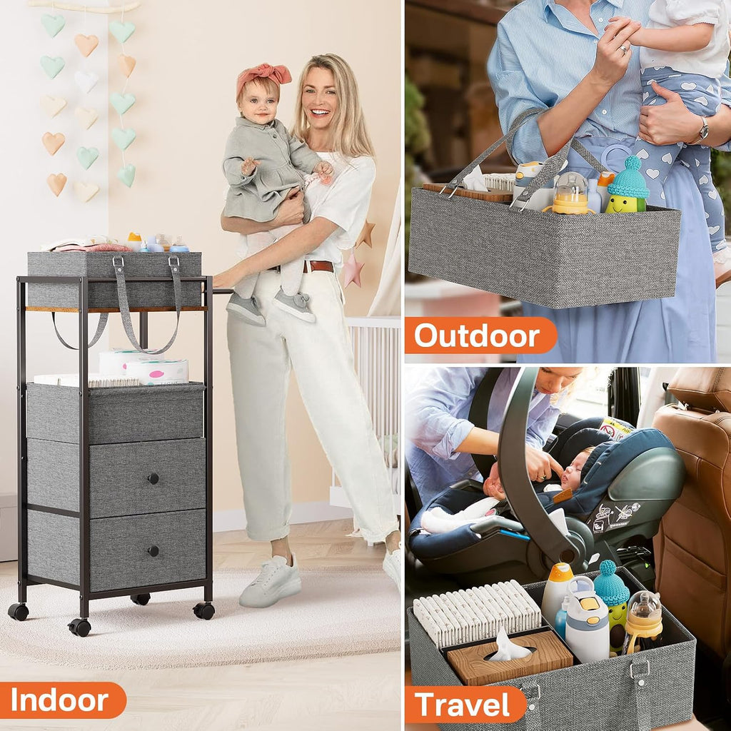 3-In-1 Rolling Nursery Storage Cart