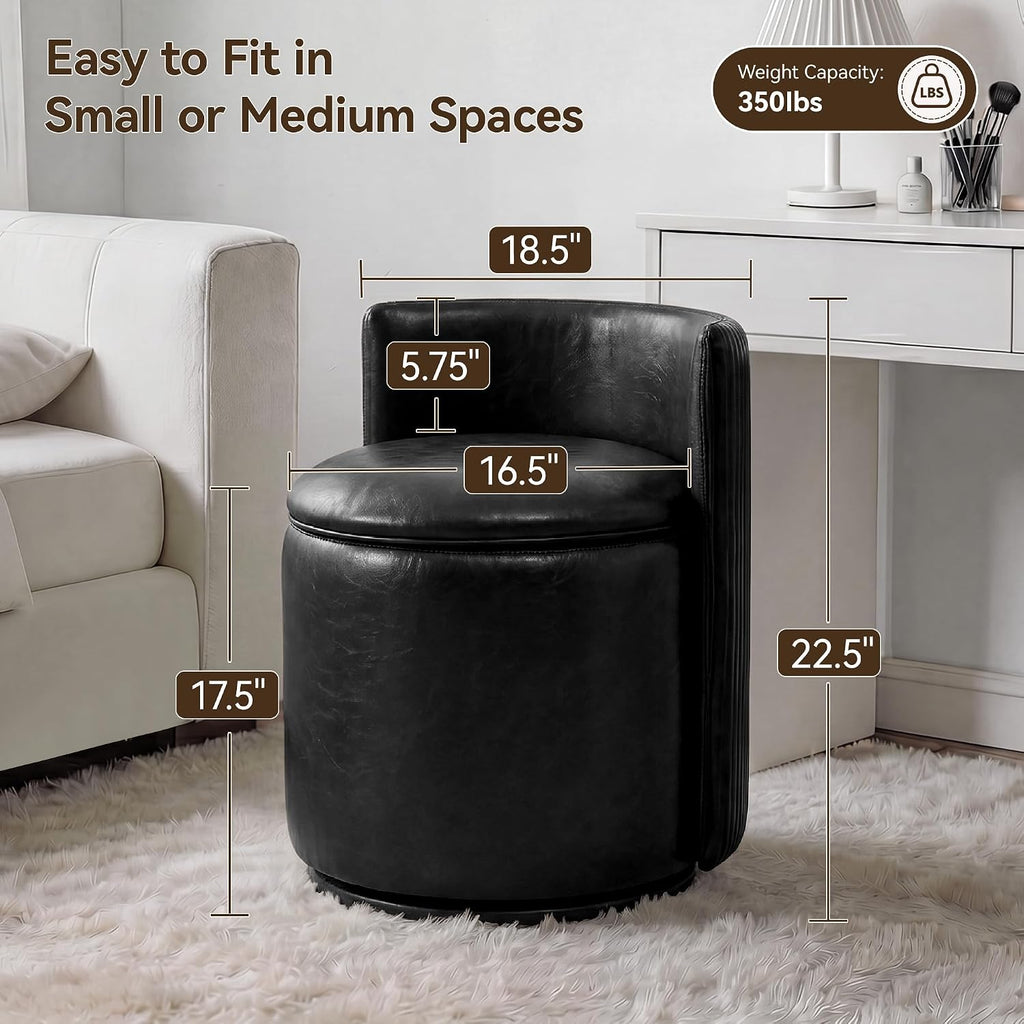 Swivel Backrest Leather Makeup Vanity Chair