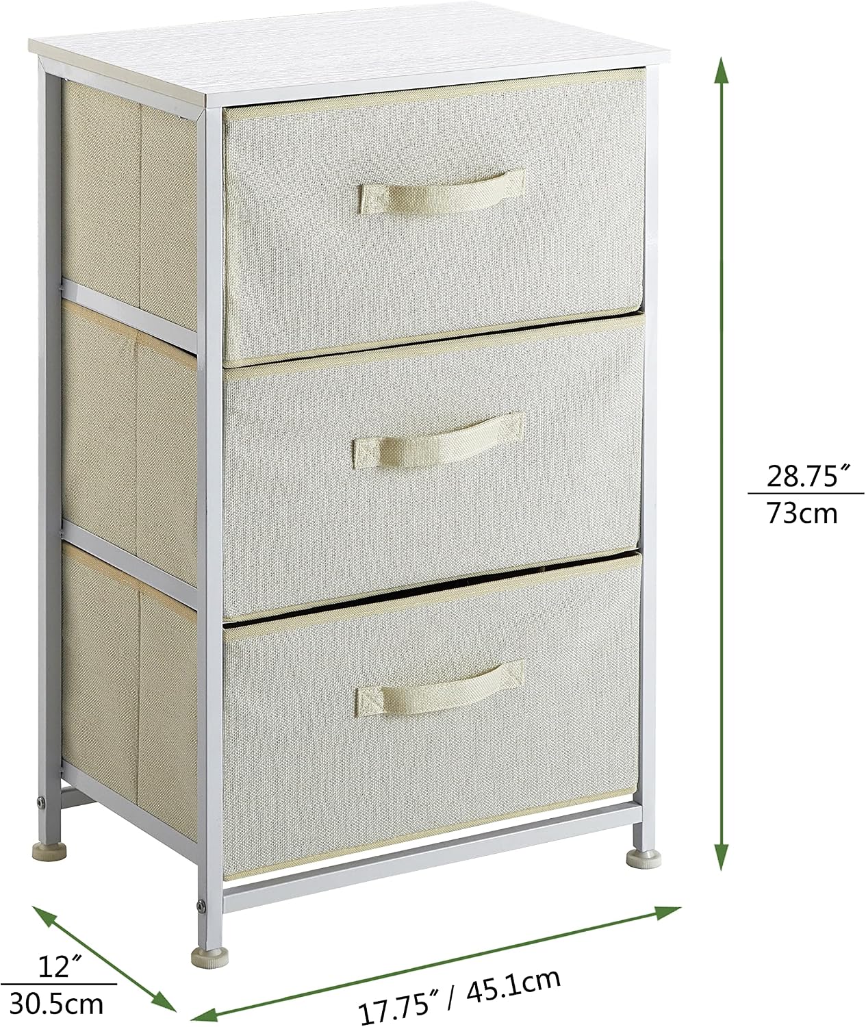 Three Tier Fabric Drawer Storage Cart