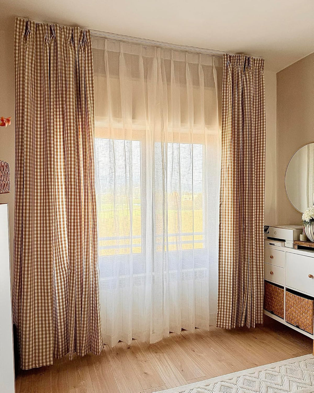 Linen Textured Pinch Pleat Sheer Curtains