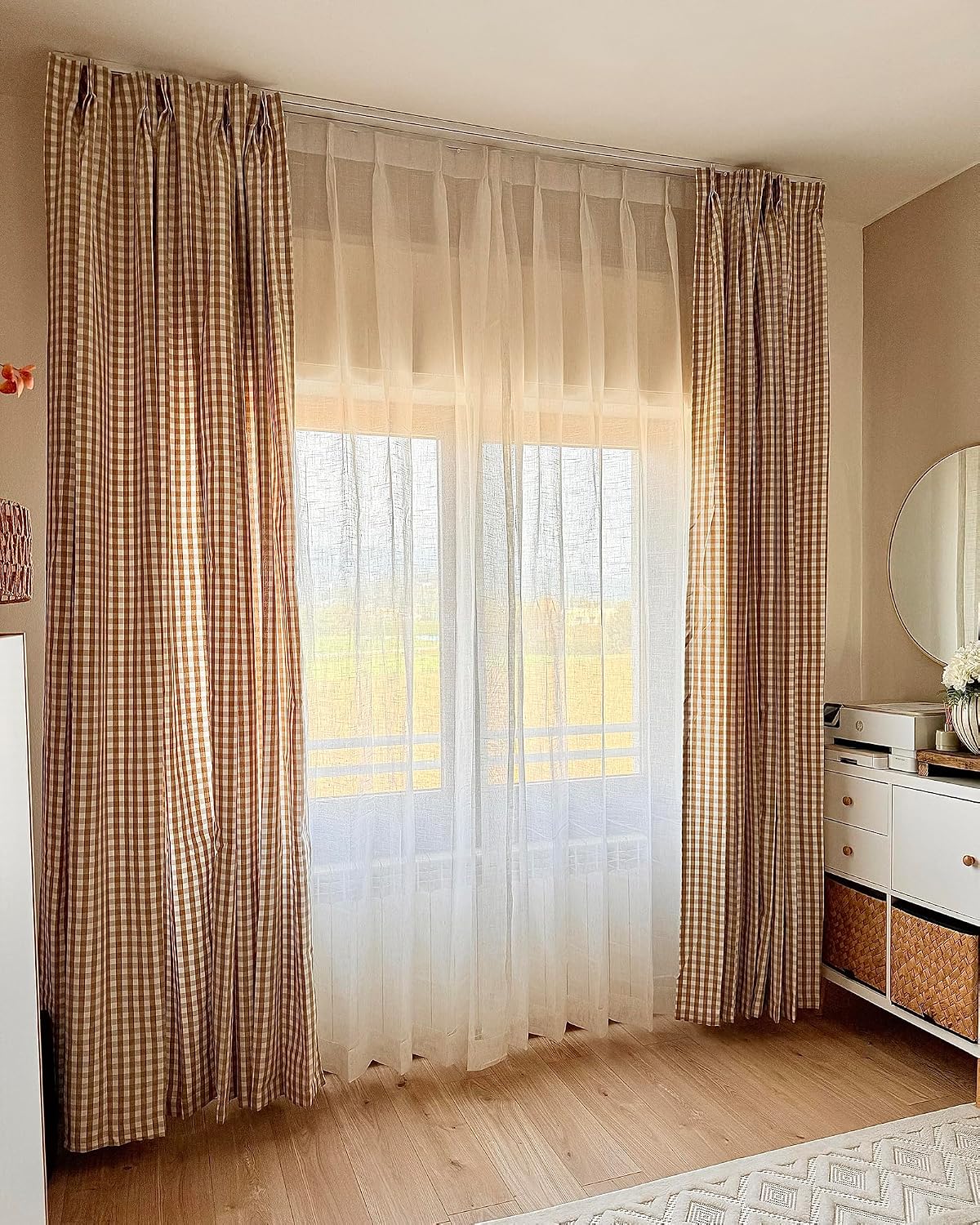 Linen Textured Pinch Pleat Sheer Curtains