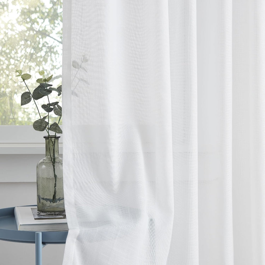 Linen Textured Pinch Pleat Sheer Curtains